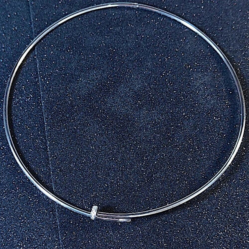 Silver Nail Zircon Choker Necklace Luxury Minimalist - Picture 4 of 6